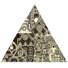 Four Hand Drawn City Patterns Wooden Puzzle Triangle by Simbadda