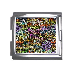 Graffiti Word Seamless Pattern Mega Link Italian Charm (18mm) by Simbadda