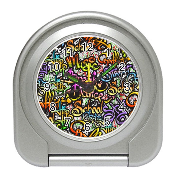 Graffiti Word Seamless Pattern Travel Alarm Clock