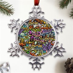 Graffiti Word Seamless Pattern Metal Large Snowflake Ornament