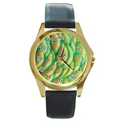 Beautiful Peacock Round Gold Metal Watch by Simbadda