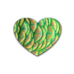 Beautiful Peacock Rubber Coaster (heart) by Simbadda