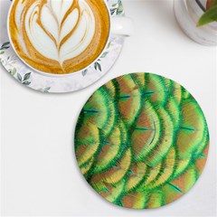 Beautiful Peacock Uv Print Round Tile Coaster by Simbadda