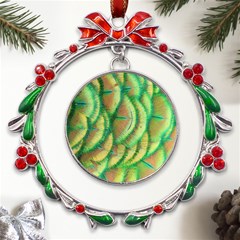 Beautiful Peacock Metal X mas Wreath Ribbon Ornament by Simbadda