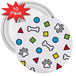 Dog Paw Seamless Pattern Foot Print Bone 3  Buttons (10 pack)  Front