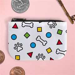 Dog Paw Seamless Pattern Foot Print Bone Mini Coin Purse by Simbadda