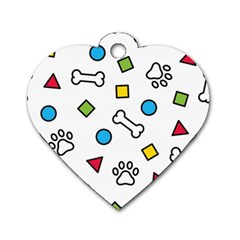 Dog Paw Seamless Pattern Foot Print Bone Dog Tag Heart (one Side) by Simbadda