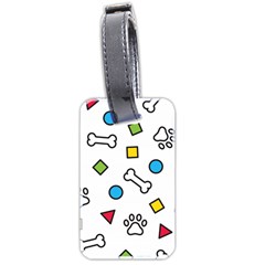 Dog Paw Seamless Pattern Foot Print Bone Luggage Tag (two Sides) by Simbadda