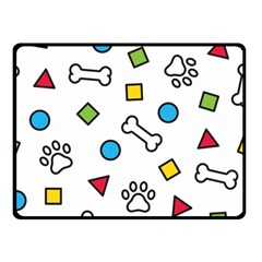 Dog Paw Seamless Pattern Foot Print Bone Two Sides Fleece Blanket (small) by Simbadda