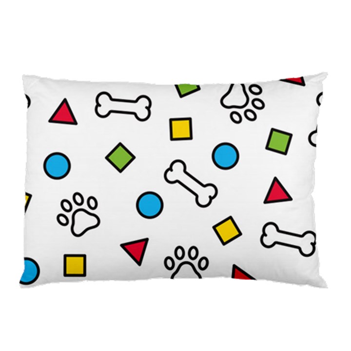 Dog Paw Seamless Pattern Foot Print Bone Pillow Case (Two Sides)