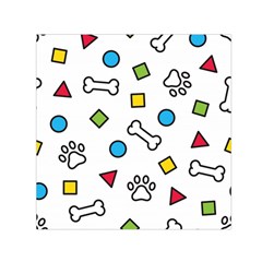 Dog Paw Seamless Pattern Foot Print Bone Square Satin Scarf (30  X 30 ) by Simbadda