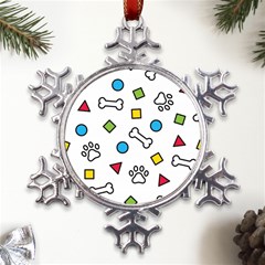 Dog Paw Seamless Pattern Foot Print Bone Metal Large Snowflake Ornament