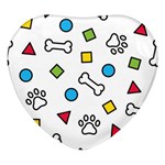 Dog Paw Seamless Pattern Foot Print Bone Heart Glass Fridge Magnet (4 pack) Front