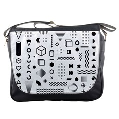 Pattern Hipster Abstract Form Geometric Line Variety Shapes Polkadots Fashion Style Seamless Messenger Bag by Simbadda