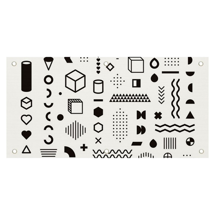 Pattern Hipster Abstract Form Geometric Line Variety Shapes Polkadots Fashion Style Seamless Banner and Sign 6  x 3 