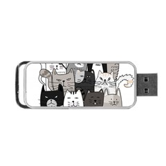 Cute Cat Hand Drawn Cartoon Style Portable Usb Flash (one Side) by Simbadda