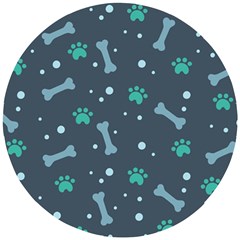 Bons Foot Prints Pattern Background Wooden Puzzle Round by Simbadda