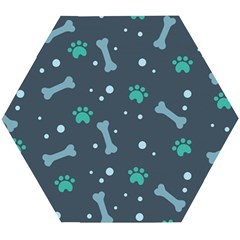 Bons Foot Prints Pattern Background Wooden Puzzle Hexagon by Simbadda