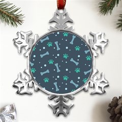 Bons Foot Prints Pattern Background Metal Small Snowflake Ornament