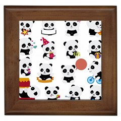 Playing Panda Cartoon Framed Tile by Simbadda