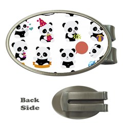 Playing Panda Cartoon Money Clips (oval)  by Simbadda