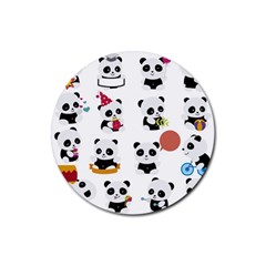 Playing Panda Cartoon Rubber Round Coaster (4 Pack) by Simbadda