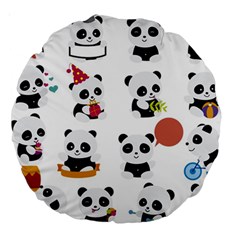 Playing Panda Cartoon Large 18  Premium Round Cushions by Simbadda