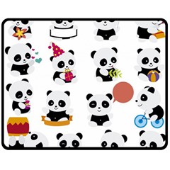 Playing Panda Cartoon Two Sides Fleece Blanket (medium) by Simbadda