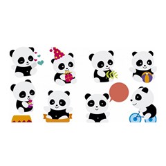 Playing Panda Cartoon Satin Wrap 35  X 70  by Simbadda