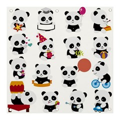 Playing Panda Cartoon Banner And Sign 3  X 3  by Simbadda