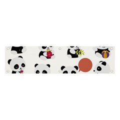 Playing Panda Cartoon Banner And Sign 4  X 1  by Simbadda