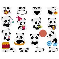 Playing Panda Cartoon Premium Plush Fleece Blanket (medium) by Simbadda