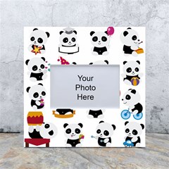 Playing Panda Cartoon White Box Photo Frame 4  X 6  by Simbadda