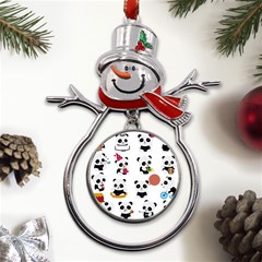 Playing Panda Cartoon Metal Snowman Ornament by Simbadda