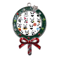 Playing Panda Cartoon Metal X mas Lollipop With Crystal Ornament by Simbadda