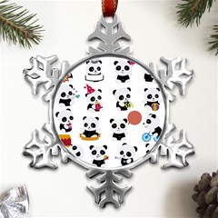 Playing Panda Cartoon Metal Small Snowflake Ornament