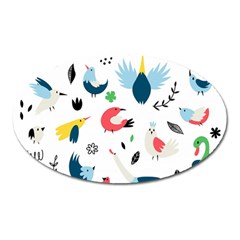 Vector Set Isolates With Cute Bird Scandinavian Style Oval Magnet by Simbadda