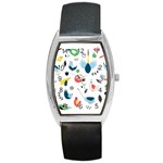 Vector Set Isolates With Cute Bird Scandinavian Style Barrel Style Metal Watch Front