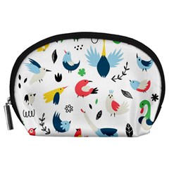 Vector Set Isolates With Cute Bird Scandinavian Style Accessory Pouch (large) by Simbadda