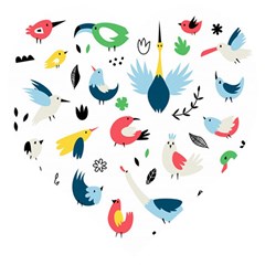 Vector Set Isolates With Cute Bird Scandinavian Style Wooden Puzzle Heart by Simbadda