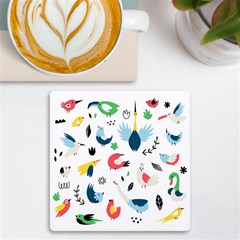 Vector Set Isolates With Cute Bird Scandinavian Style Uv Print Square Tile Coaster  by Simbadda