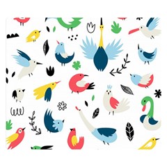 Vector Set Isolates With Cute Bird Scandinavian Style Premium Plush Fleece Blanket (small) by Simbadda