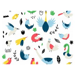 Vector Set Isolates With Cute Bird Scandinavian Style Two Sides Premium Plush Fleece Blanket (extra Small) by Simbadda