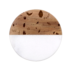 Vector Set Isolates With Cute Bird Scandinavian Style Classic Marble Wood Coaster (round)  by Simbadda