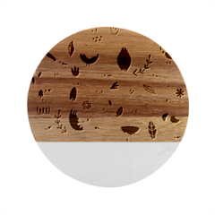 Vector Set Isolates With Cute Bird Scandinavian Style Marble Wood Coaster (round) by Simbadda