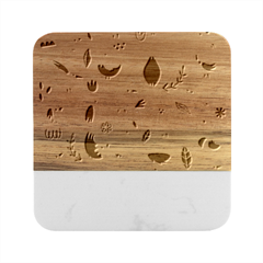 Vector Set Isolates With Cute Bird Scandinavian Style Marble Wood Coaster (square) by Simbadda