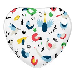 Vector Set Isolates With Cute Bird Scandinavian Style Heart Glass Fridge Magnet (4 Pack) by Simbadda