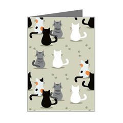 Cute Cat Seamless Pattern Mini Greeting Card by Simbadda