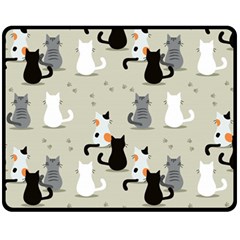 Cute Cat Seamless Pattern Fleece Blanket (medium) by Simbadda