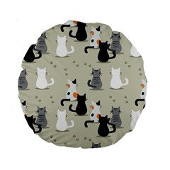 Cute Cat Seamless Pattern Standard 15  Premium Round Cushions by Simbadda